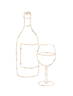 Wine bottle and glass illustration